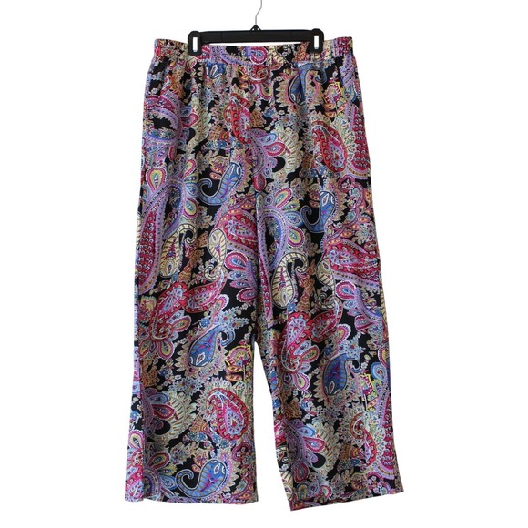 SHEIN Curve Pants - SHEIN Curve Wide Leg Pants Women 3XL Multicolor Excellent Paisley Boho High Rise